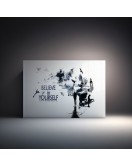 Motivasyon Cam Tablo, Kaligrafi, 3D Dekoratif Baskı