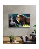 Aslan Hayvan Cam Tablo 4mm Dayanıklı Temperli Cam