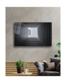 Siyah Beyaz Geometrik Bina Cam Tablo, Ev Ve Ofis Duvar Dekoru