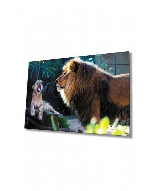 Aslan Hayvan Cam Tablo 4mm Dayanıklı Temperli Cam