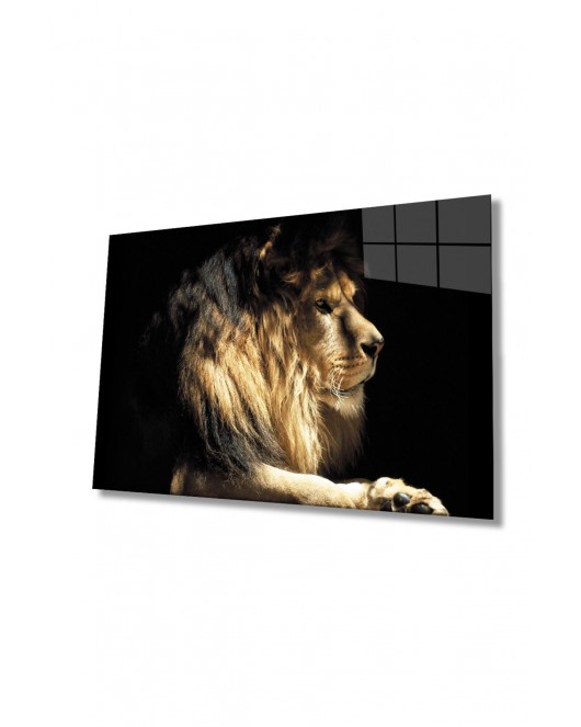Aslan Hayvan Cam Tablo 4mm Dayanıklı Temperli Cam