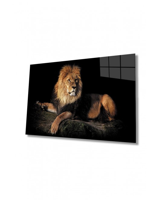 Aslan Hayvan Cam Tablo 4mm Dayanıklı Temperli Cam