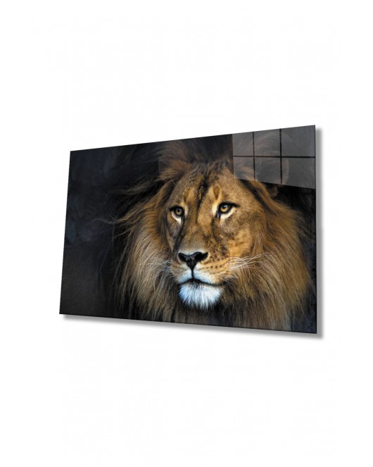 Aslan Hayvan Cam Tablo 4mm Dayanıklı Temperli Cam