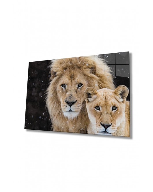 Aslan Hayvan Cam Tablo 4mm Dayanıklı Temperli Cam