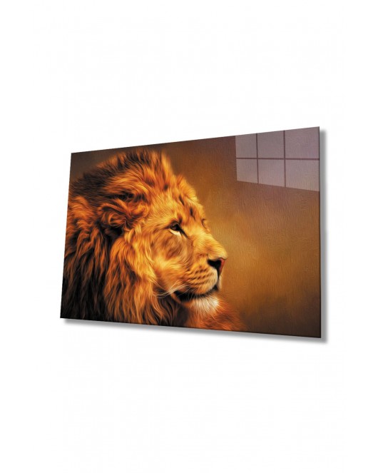 Aslan Hayvan Cam Tablo 4mm Dayanıklı Temperli Cam