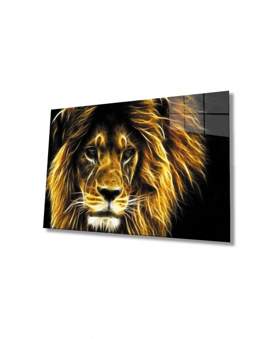 Aslan Hayvan Cam Tablo 4mm Dayanıklı Temperli Cam
