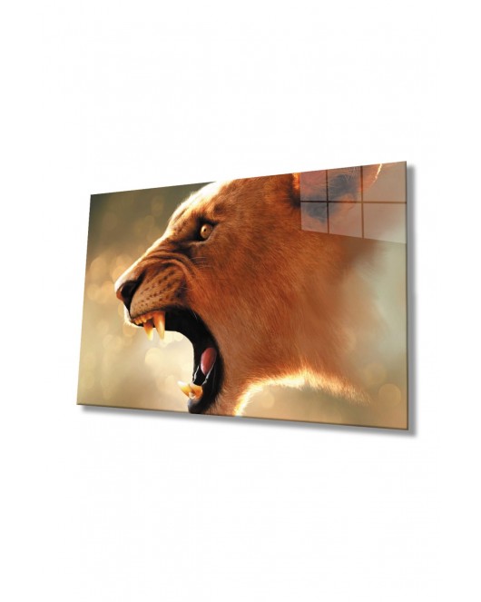 Aslan Hayvan Cam Tablo 4mm Dayanıklı Temperli Cam