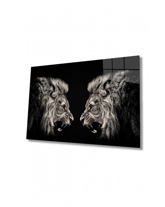 Aslan Hayvan Cam Tablo 4mm Dayanıklı Temperli Cam