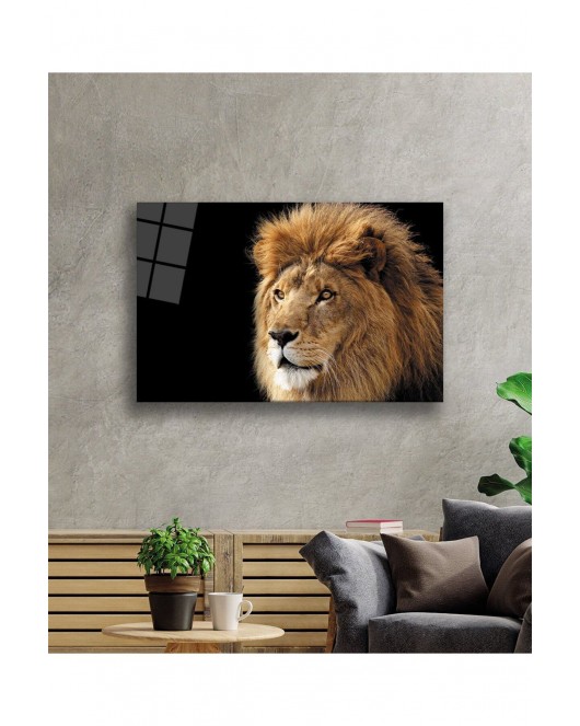 Aslan Hayvan Cam Tablo 4mm Dayanıklı Temperli Cam