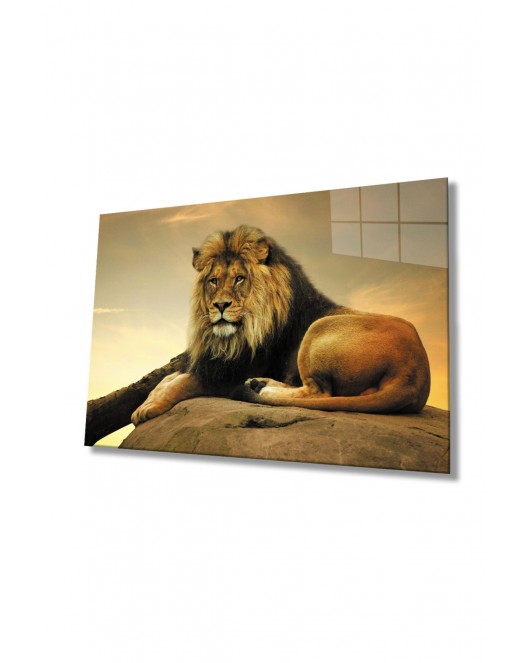 Aslan Hayvan Cam Tablo 4mm Dayanıklı Temperli Cam