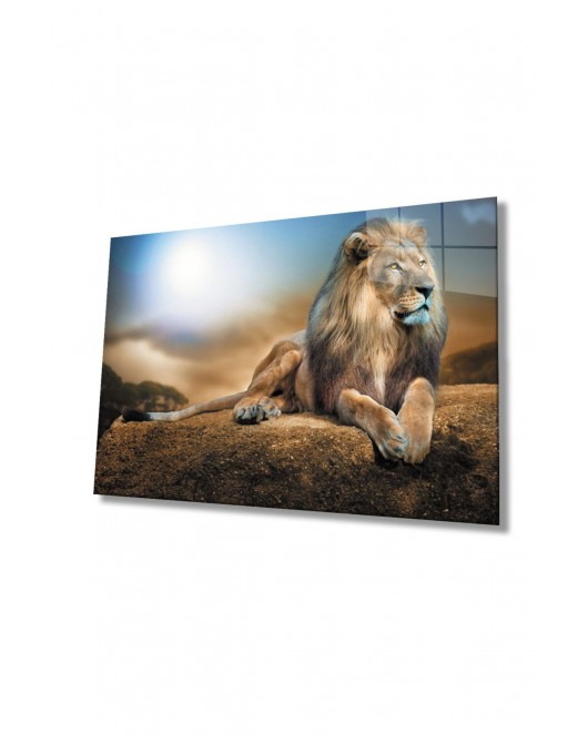 Aslan Hayvan Cam Tablo 4mm Dayanıklı Temperli Cam