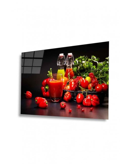 Meyveler Cam Tablo 4mm Dayanıklı Temperli Cam