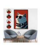 Çerçeveli Cool Kedi Tablo-7643