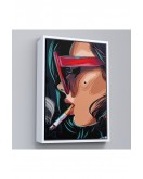 Çerçeveli Sigara İçen Pop Art Kadın Tablosu-7929
