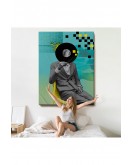 Çerçeveli Plak Kafalı Adam Pop Art Tablosu-7877