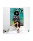 Çerçeveli Plak Kafalı Adam Pop Art Tablosu-7877