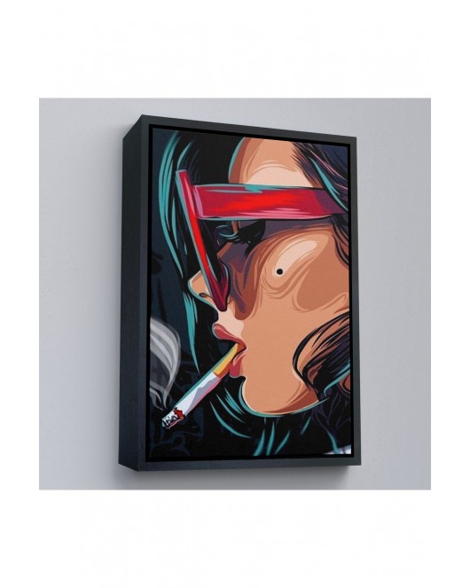 Çerçeveli Sigara İçen Pop Art Kadın Tablosu-7929