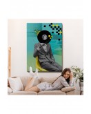 Çerçeveli Plak Kafalı Adam Pop Art Tablosu-7877