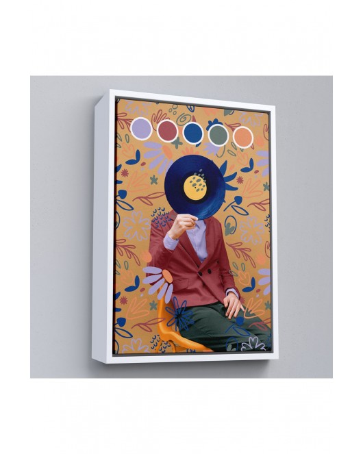 Çerçeveli Sansalyede Oturan Adam Pop Art Tablo-7978