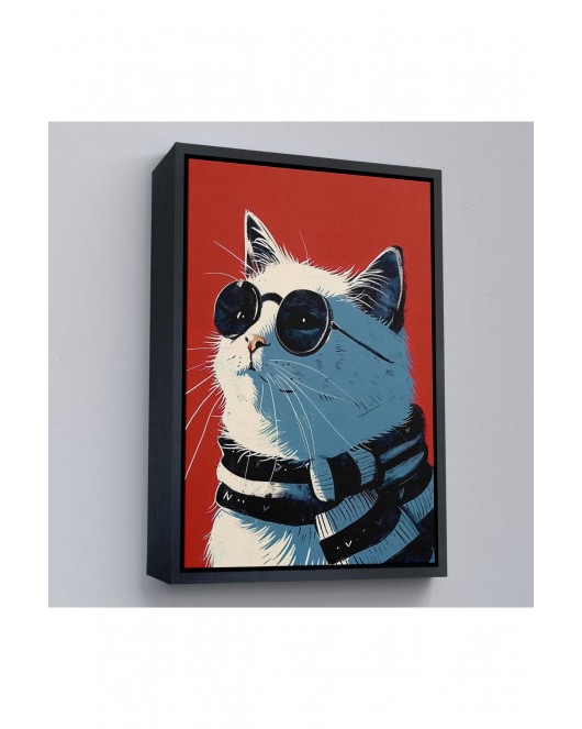 Çerçeveli Cool Kedi Tablo-7643