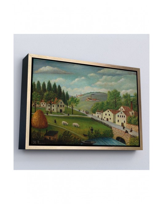 Çerçeveli Rousseau - Bebek Arabaları Pastoral Tablosu-7108