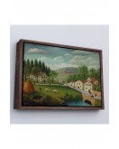 Çerçeveli Rousseau - Bebek Arabaları Pastoral Tablosu-7108