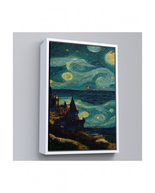 Çerçeveli Vincent Van Gogh Tarzı Dalgalı Deniz Tablosu-7689