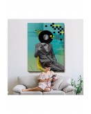 Çerçeveli Plak Kafalı Adam Pop Art Tablosu-7877