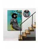 Çerçeveli Plak Kafalı Adam Pop Art Tablosu-7877