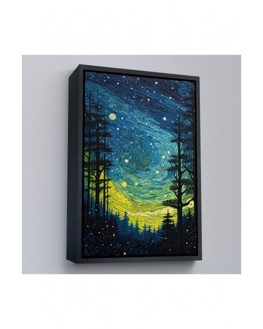 Çerçeveli Vincent Van Gogh Tarzı Yıldızlı Gece Tablosu-7518