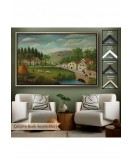 Çerçeveli Rousseau - Bebek Arabaları Pastoral Tablosu-7108
