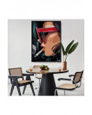 Çerçeveli Sigara İçen Pop Art Kadın Tablosu-7929
