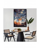 Çerçeveli Soyut Ormandaki Sarı Tilki Tablosu-7839