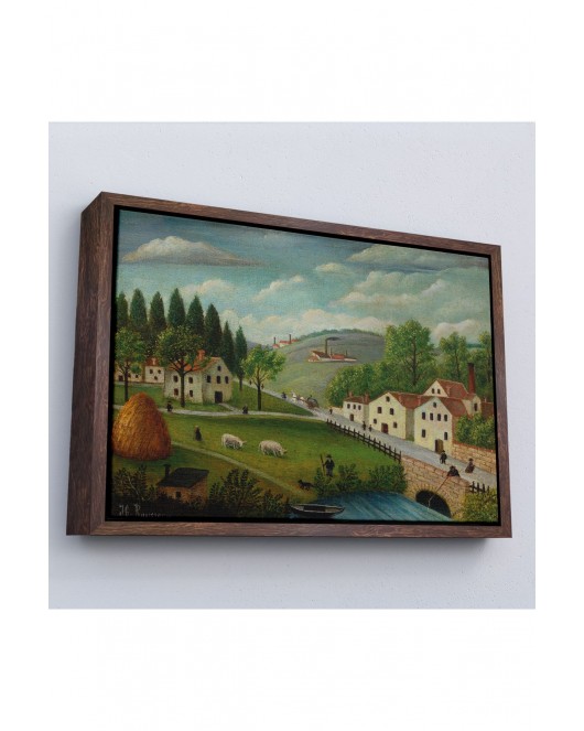 Çerçeveli Rousseau - Bebek Arabaları Pastoral Tablosu-7108