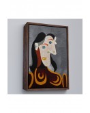 Çerçeveli Pablo Picasso - Kahverengi Elbiseli Kadının Büst Tablosu-8086