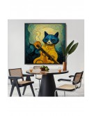 Çerçeveli Kedi Doku Tablosu-8357