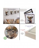 Çerçeveli Çiçek Taçlı Geyik Portre Tablosu-8355