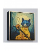 Çerçeveli Kedi Doku Tablosu-8357