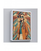 Çerçeveli Şapkalı Güzel Retro Kadın Tablosu-8071