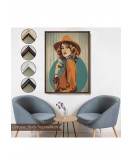 Çerçeveli Güzel Retro Kadın Tablosu-8069