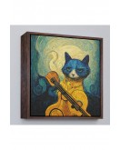 Çerçeveli Kedi Doku Tablosu-8357