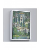 Çerçeveli Gustav Klimt - Cassone'Deki Kilise Selvili Manzara Tablosu-8095