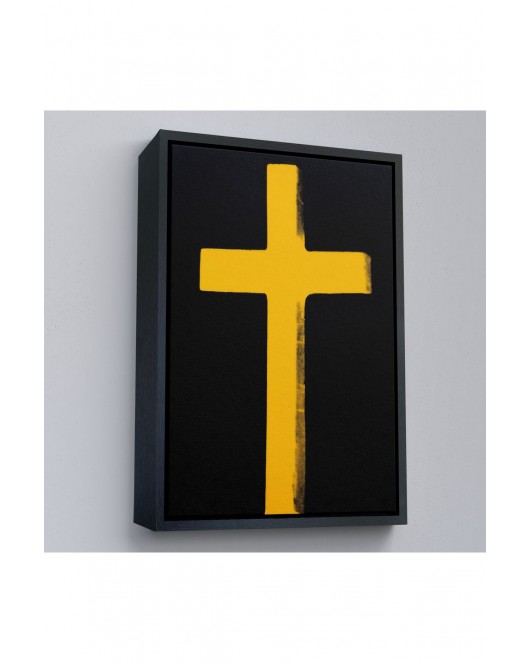 Çerçeveli Sarı Haç Tablosu - Cross-8105