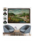 Çerçeveli Rousseau - Bebek Arabaları Pastoral Tablosu-7108