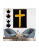 Çerçeveli Sarı Haç Tablosu - Cross-8105