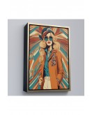 Çerçeveli Şapkalı Güzel Retro Kadın Tablosu-8071