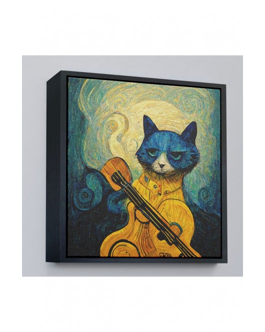 Çerçeveli Kedi Doku Tablosu-8357