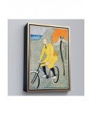 Çerçeveli Edward Penfield - Bisikletli Sarı Takım Elbiseli Adam Tablosu-8044