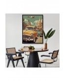 Çerçeveli Sarı Klasik Araba Tablosu-8066