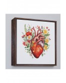 Çerçeveli Çiçeklerle Çevrili Kalp Tablosu - Doktor Hediyesi-8326